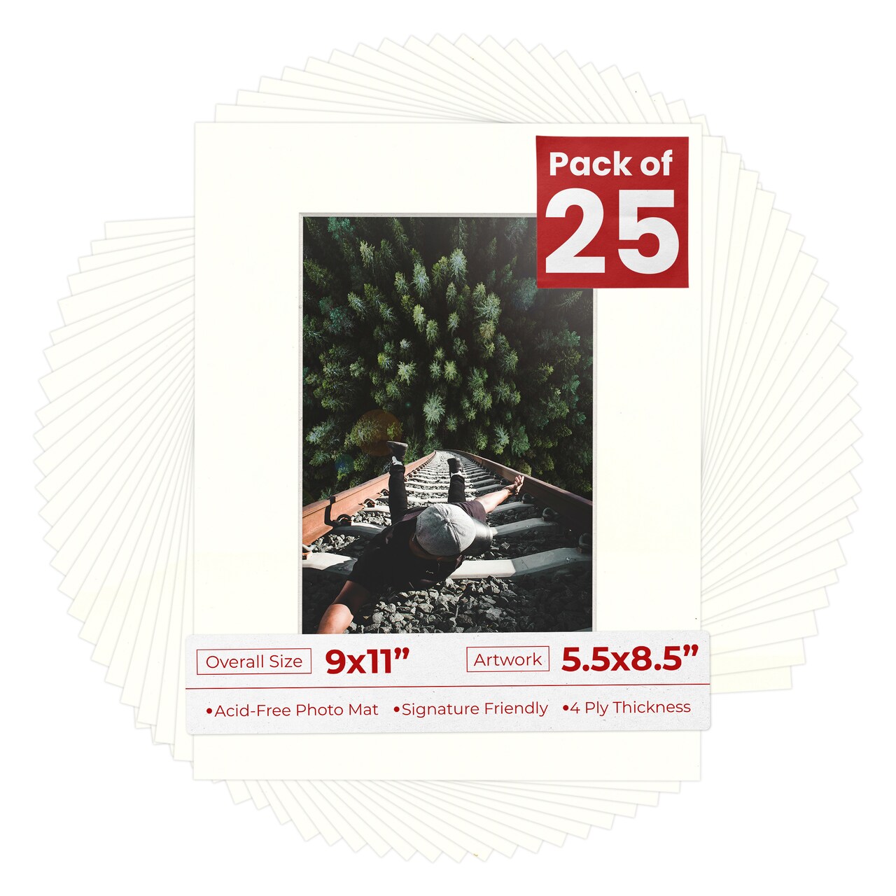 Antique White Mat Board for 9x11 Frames - Fits 5.5x8.5 Photos